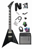 Maxword DG-28BK-50AMP V Kasa Gül Klavye 2x Zebra Humbucker Manyetik 50W Amfili Elektro Gitar thumbnail 1