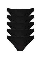 5 adet Süper Eko Set Likralı Kadın Slip Külot Siyah thumbnail 1