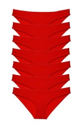 7 adet Süper Eko Set Likralı Kadın Slip Külot Kırmızı - 1