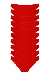 10 adet Süper Eko Set Likralı Kadın Slip Külot Kırmızı - 1