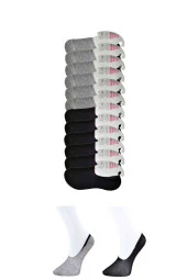 Siyah ve Gri Kadın Babet Çorap 12 çift - 1