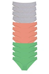 12 adet Süper Eko Set Likralı Kadın Slip Külot Gri Pudra Yeşil - 1