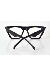 Siyah Çerçeveli Şeffaf Cam Unisex Stil Gözlük - 4