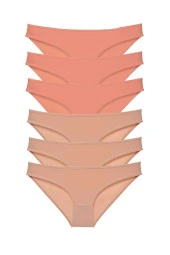 6 adet Süper Eko Set Likralı Kadın Slip Külot Pudra Ten thumbnail 1