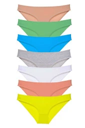 7 adet Süper Eko Set Likralı Kadın Slip Külot Çok Renkli thumbnail 1