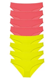 8 adet Süper Eko Set Likralı Kadın Slip Külot Sarı Fuşya thumbnail 1