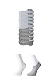 Gri ve Beyaz Erkek Görünmez Çorap 9 çift - 1