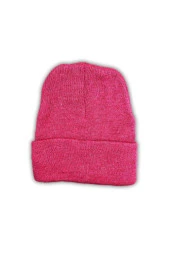 Unisex Basic Düz Katlamalı Bere Fuşya - 1