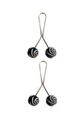 2 Adet Tesettür Eşarp ve Şal Klipsi Siyah Desenli - 1