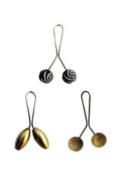 3 Adet Tesettür Eşarp ve Şal Klipsi Sarı Hardal Siyah Desenli - 1