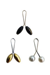 3 Adet Tesettür Eşarp ve Şal Klipsi Sarı İnci Beyaz Siyah - 1