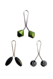 3 Adet Tesettür Eşarp ve Şal Klipsi Siyah Siyah Desenl Yeşil - 1