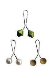 3 Adet Tesettür Eşarp ve Şal Klipsi İnci Beyaz Hardal Yeşil - 1