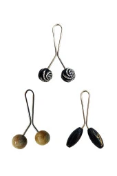 3 Adet Tesettür Eşarp ve Şal Klipsi Hardal Siyah Siyah Desenli - 1