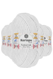 5 Adet Yumurcak Kadife El Örgü İpi Kar Beyaz K010 - 1