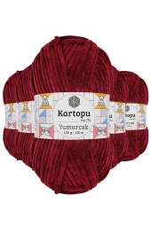 5 Adet Yumurcak Kadife El Örgü İpi Vişne Çürüğü K106 - 1