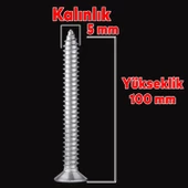 Sunta Vidası 5x100 Mm Paket 100 Adet Sivri Uçlu Ahşap Tahta Ağaç Mobilya Ayak Kulp Vidası - 2