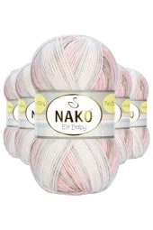 5 Adet Mini Batik Bebe El Örgü İpi Kahveli Pembe 32463 - 1