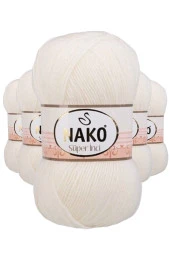 5 Adet Süper İnci El Örgü İpi 100 gr Ekru 300 - 1