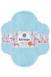 5 Adet Baby One Tüylenmeyen El Örgü İpi Yünü Gök Mavi K502 - 1