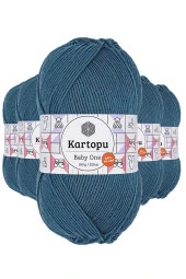 5 Adet Baby One Tüylenmeyen El Örgü İpi Yünü Petrol K1467 - 1