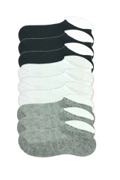 9 Adet Çocuk Sneaker Patik Çorap Siyah Beyaz Gri - 1