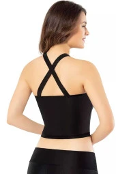 Pedli Dalgıç Modelli Krop Kadın Büstiyer Siyah - 2