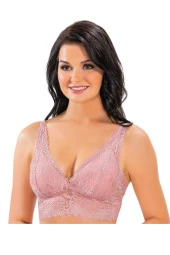 Dantelli Destekli Bustiyer Bralet Sütyen Pudra - 1