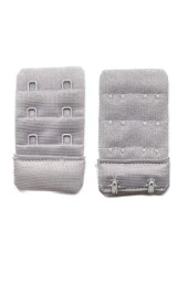 4 Adet Agraf Sütyen Uzatma Kopçası 3 Sıra / 2 Kanca Siyah Beyaz Ten Gri - 4