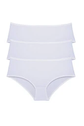 3 Adet Kadın Yüksek Bel Bato Külot Beyaz - 1