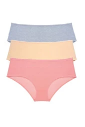 3 Adet Kadın Yüksek Bel Bato Külot Gri Ten Pudra - 1