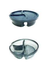Diyet Saklama Kabı 3 Bölmeli Pratik Yuvarlak Beslenme Kahvaltı Kabı Koyu Gri thumbnail 2