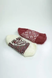 2 Çift El Örgüsü Kışlık Şık Kadın Yün Patik Set 2 - 1