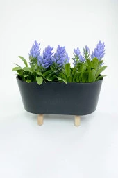Ayaklı Saksıda Lavanta Çiçeği Dekoratif Yapay Çiçek 8x8x13 cm R2 - 1