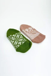 2 Çift El Örgüsü Kışlık Şık Kadın Yün Patik Set 9 - 1