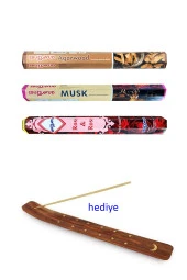 3 Paket 20 Çubuklu Tütsü Musk - Wood - Red Rose - Kayık Hediyeli - 1