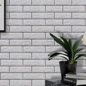 Renkli Duvarlar 70x70cm 1 Adet Silinebilir Yapışkanlı Siyah Çizgili Beyaz Tuğla Desen Duvar Kağıdı Paneli NW148 thumbnail 4