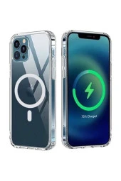 Iphone 13 Kılıf Kamera Lens Korumalı Magsafe Destekli Şeffaf Darbe Emici Sert Kapak - 1
