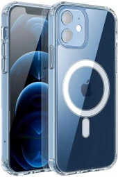 Iphone 12 Kılıf Kamera Lens Korumalı Magsafe Destekli Şeffaf Darbe Emici Sert Kapak - 1