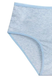 4'lü Yeni Seri Renkli Yüksek Bel Fitilli Ribana Bato Külot Turquaz Gri - 2