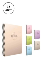 Gıpta Pastoral Spiralli Pp Kapak Defter 17x24cm 72 Yaprak Kareli (12 Adet) - 1