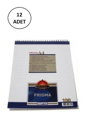 Gıpta Prisma Bloknot A-4 Spiralli Karton Kapak 100 Yaprak Çizgili 12 Adet - 1