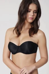 Orkide Kadın Siyah Basic Dolgulu Cup Straplez Sırt Şeffaf Sütyen 2850 - 4
