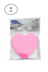 Mas 3672 75 Yaprak Karma Renk Kalp Şekilli Not Kağıdı - 1