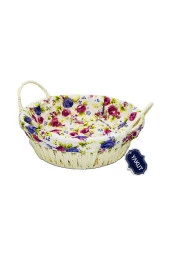 Yakut Renkli Bezli Yuvarlak Ekmek Sepeti Hasır 8820 - 1