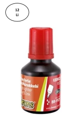 Brons Fosforlu Kalem Mürekkebi 30 cc. Kırmızı 12'li - 1