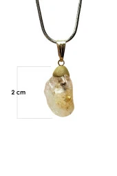 Sitrin Doğal Taşı Zincirli El Yapımı Kolye Uç: 2 cm Zincir: 20 cm Kutulu - 2