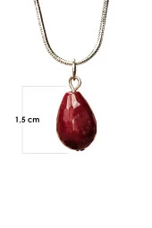 Yakut Doğal Taşı Zincirli El Yapımı Kolye Uç: 1,5 cm Zincir: 20 cm Kutulu - 2