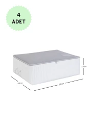 İp Kulplu Pike Battaniye Yastık Kıyafet Hurcu Dolapiçi Baza Altı Hurç 46x62x22 4 Adet - 1