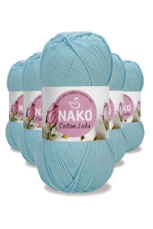 5 Adet Cotton Lüks Yelek Tunik Kazak Bluz Hırka İpi Yünü Buz Mavi 97564 - 1